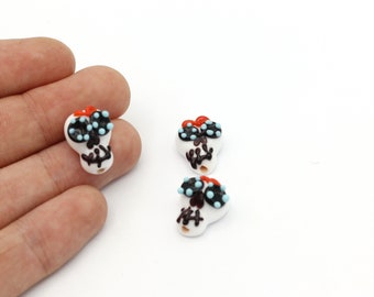 12x17mm cuentas de calavera de cristal de Murano hechas a mano, cuentas de Halloween, cuentas de lámpara, hallazgos de vidrio, pulsera de bricolaje cuentas hechas a mano, GEM-359