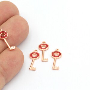 Rose Gold Plated Key Charms,Key Pendant, Rose Gold Plated Key Jewelry, Necklace Key Charm 1 pcs,(7x18mm) ROS-145