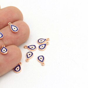 Rose vergoldet Auge Anhänger, Auge Charme, Rose Gold Evil Eye Anhänger, Auge Anhänger, 2 Stück, (6x10mm) ROS-59