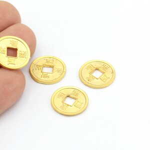 Matt Gold Plated Necklace Pendant,  Chinese Writing Necklace Findings, Bracelet Findings, 1 pcs, (18mm), MAT-92