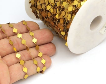May include: A spool of gold-colored chain with square-shaped links. The chain is approximately 100cm long.