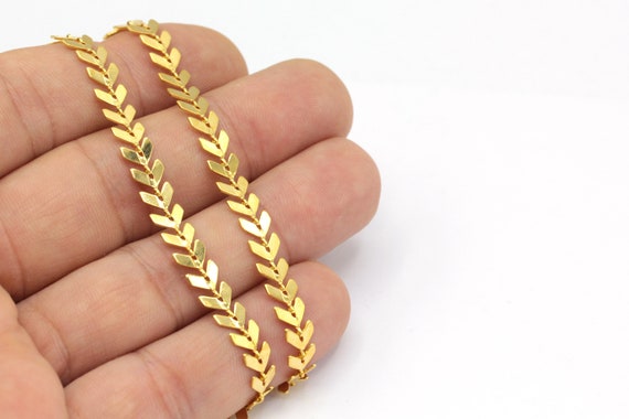 24k ゴールドメッキ アローチェーン、アローチェーン、シェブロン