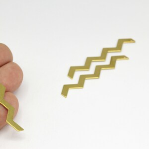6 pcs,(4x60 mm)Raw Brass Two Holes Zigzag Charms , Ligtning Pendant  HM-234