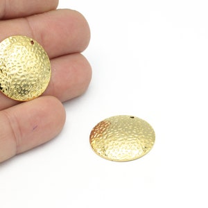 25mm Gold Plated Cambered Round Disc Charm, Hammered Round Pendant, Cambered Round Earrings, Round Findings, Necklace Findings,1Pcs,ALT-1293