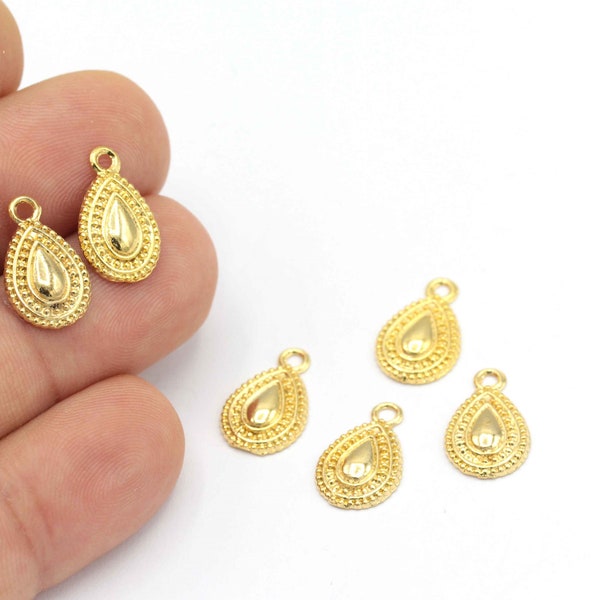 24k Gold Plated Drop Necklace Charms, Drop Jewelry, Drop Earring Findings,Drop Pendant, Jewelry Supplier, Wholesale, 2pcs,(10x16mm),ALT-677