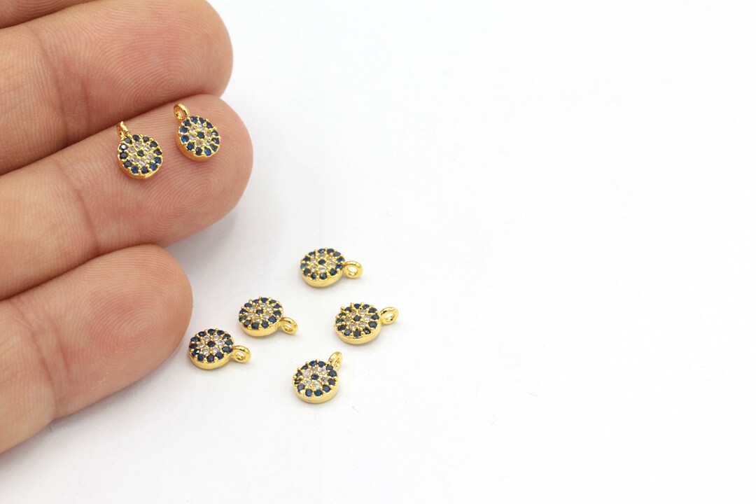 24k Gold Plated Evil Eye Pendant,evil Eye Necklace, Tiny Eye Charms