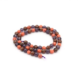 6mm Micro Faceted Natural Beads, Natural Mixed Stone Beads, Gemstone Round Beads, Beading Supplies, Bracelet Making, GEM-78