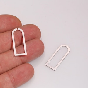 Breloque en forme de D plaqué rhodium, Breloque en forme de D arche, Connecteur en forme de D, Boucle d&#39;oreille en forme de goutte d&#39;eau ouverte, Breloque en forme de U ouvert, Fabrication DIY, LZ-870-6