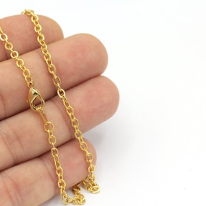 Ready Necklace Chain, 24k Gold Plated Rolo Chains, Soldered Chains , Cable Chains , Rolo Chains, 16&quot;-17&quot;-18&quot;-20&quot;-22&quot;-25&quot; (3x4mm), ZNC-235