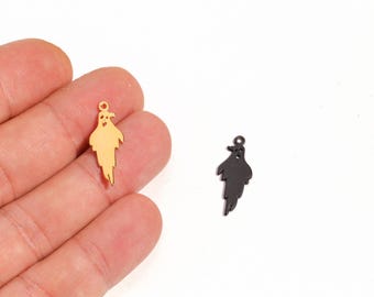 Colgante de fantasma chapado en oro y negro, amuleto espeluznante de Halloween, accesorio de latón para manualidades y bisutería, LZ-2267-8