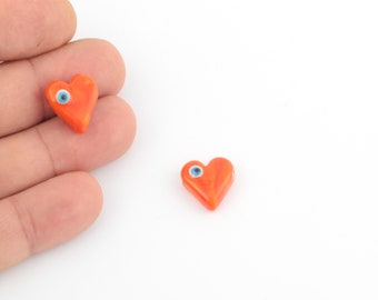 15x16mm Hand Made Murano Glass Heart Beads, Murano Heart Beads, Heart Murano Glass Charms, Murano Glass Findings, 1 Pcs, GEM-243
