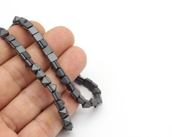 10 pcs, Hematite Pyramid Beads, Hematite Matt Black Pyramid Stone Beads for DIY Jewelry Making, Bracelet Accessories, 6x6mm, GEM-144