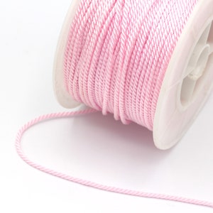 Pink Cotton Rope, Cotton Cord, Macreme Cord, Twisted Cord for Upholstery, Colored Ropes, Wholesale, Jewelry cords, 2mm, (2 Meters),TSS-15
