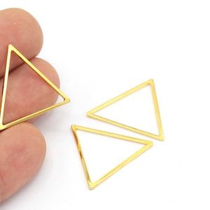 24k Gold Plated Triangle Charms, Triangle Wire, Triangle Necklace, Hollow Triangle Jewelry, Geometric Charms, 4Pcs,(24x27.5mm)ALT-558