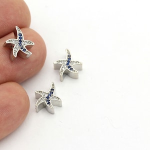 1pcs(11x12mm) Silber vergoldet Meer Stern Charme, Sea Star Anhänger, CZ Sea Star Charme, kleine Sea Star Charm, Sea Star Armband ZRC-227