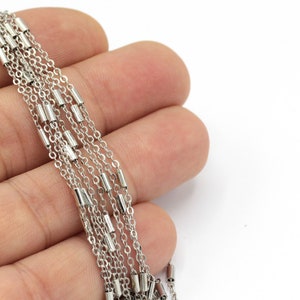Silver Plated Bar Chain, Soldered Chain, Choker Chain, Bulk Chain, Foot Chains, Necklace Chain, 3.3 Feet(1.8 mm), ZNC-119