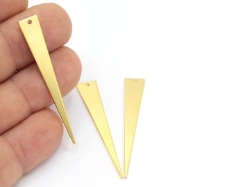 24k Gold Plated Triangle Charms, Triangle Necklace, Triangle Blanks, Gold Plated Triangle Earrings, Triangle Pendant, 2Pcs,(8x50mm)ALT-562