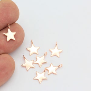 Rose Gold Plated Star Charms, Star Bracelet, Star Charms, Rose Gold Plated Star Earring, Earrings Findings, 5Pcs, (9x12mm), ROS-305