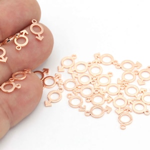 Feminist Venus Symbol, Gender Symbol Necklace, Male Symbol, Venus Symbol, Rose Gold Plated Venus Symbol, Necklace, 2 pcs(6.5X12mm)ROS-462
