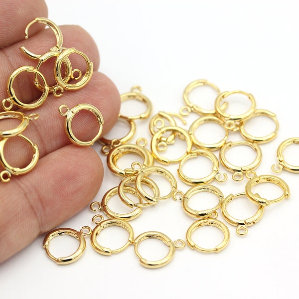 24k Gold Plated Earring, Leverback Earrings, Dainty Hoop Earrings, Earring Clasp, Earring Earlier, Earring Findings, 2pcs(12x14mm)KP-342