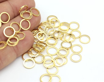 10mm  24k Gold Plated Hoops, Gold Plated Closed Ring, Circle Connector, Closed Hoop Rings, Ring Beads, Round Charms, 6 pcs, ALT-499