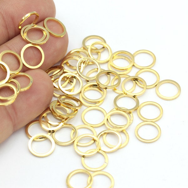 10mm  24k Gold Plated Hoops, Gold Plated Closed Ring, Circle Connector, Closed Hoop Rings, Ring Beads, Round Charms, 6 pcs, ALT-499