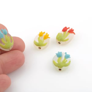 13x18mm fatto a mano Perle di fiori in vetro di Murano, Perle rosa di Murano, Ciondoli in vetro di Murano floreale, Reperti in vetro di Murano, 1 pz, GEM-340