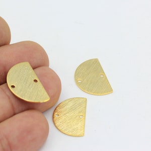 24k Gold Plated  Brass Textured Circle ,Gold Plated Textured Semi Circle Blanks With 2 Holes,Earring Charms, 2pcs,(14x22mm) ALT-340
