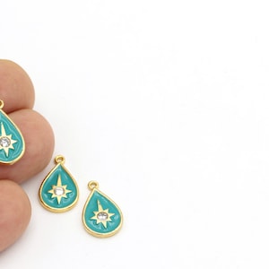1 pcs(11x19mm)24k Gold Plated Cz Pendant, North Star Pendant , Gold Plated North Star Charms, Drop Crystal Pendant  ZRC-215