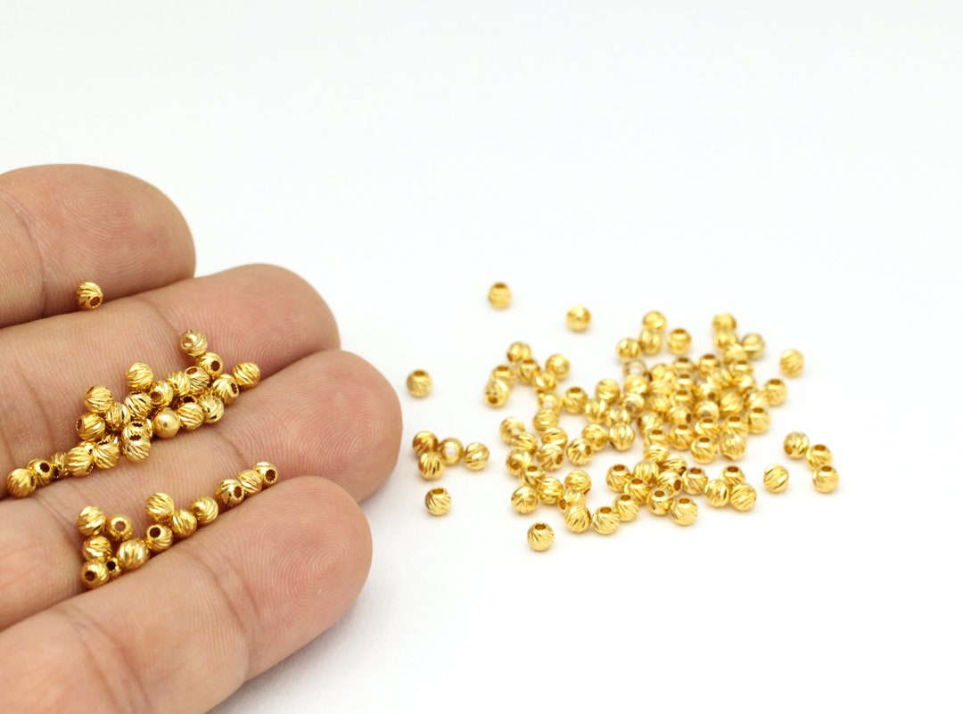 Gold Plated Spacer Beads Solid Brass Round Beads Gold Plated Etsy