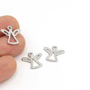 4 pcs ,Rhodium Angel ,Silver Plated Angel Charms , Silver Charms, Silver Plated Finding, Angel ,Charms  (17x17mm) SLV-45