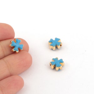 24k Gold Plated Clover Charms, Enamel Clover Beads, Flower Beads, Clover Spacer Beads, Four Leaf Bead, Bracelet Findings,10mm,1Pcs, ALT-1018