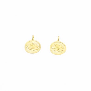 May include: Two gold-tone pendant charms featuring a cloud design. Each charm is round and has a loop at the top for attaching to a necklace or bracelet.