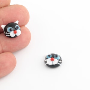13x15mm Hand Made Murano Glass Cat Beads, Murano Animal Beads, Cat Murano Glass Charms, Murano Glass Findings, 1 Pcs, GEM-258