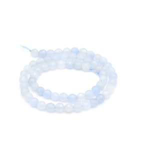 6mm Micro Faceted Natural Beads, Natural Light Blue Stone Beads, Gemstone Round Beads, Beading Supplies, Bracelet Making, GEM-73