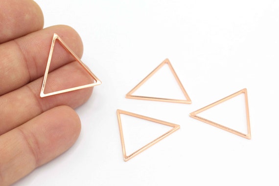 Rose Gold Plaque Triangle Charms Triangle Wire Triangle Necklace Hollow Triangle Jewelry Geometric Charms 4Pcs 24x27.5mm ROS 414