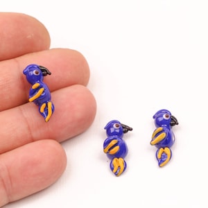 Hand Made Murano Glass Parrot Beads,Murano Bird Beads, Lampwork Parrot Beads for Fun Tropical Animal Jewelry, Glass Findings, GEM-415