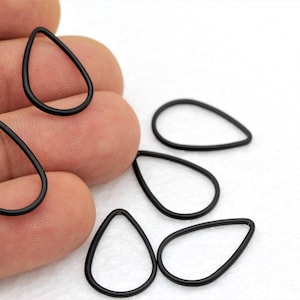 4 pcs,(14x22mm)Black Plated Drop Charms ,Geometric Charm, Drop Necklace , Brass Drop Charms ,Black Plated Charms  SYH-86