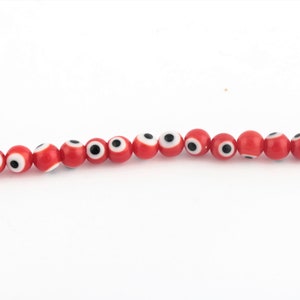 Hand Made Murano Glass Evil Eye Beads, Murano Round Evil Eye Beads, Ball Evil Eye Murano Glass Charms, Lampwork Evil Eye Glass, 6mm, GEM-297