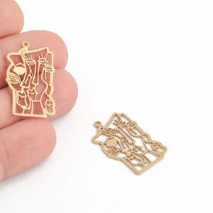 Raw Brass Abstract Face Charm, Laser Cut Face Pendant, Picasso Inspired Pendant, Modern Art Jewelry Component, Laser Cut Jewelry, LZ-210-1