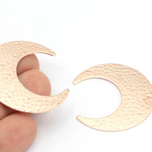 Rose Gold Half Moon Pendant, Hammered Half Moon, Rose Gold Plated Hammered Brass Half Moon, Earring Findings,1 pcs,(16x42mm) ROS-191