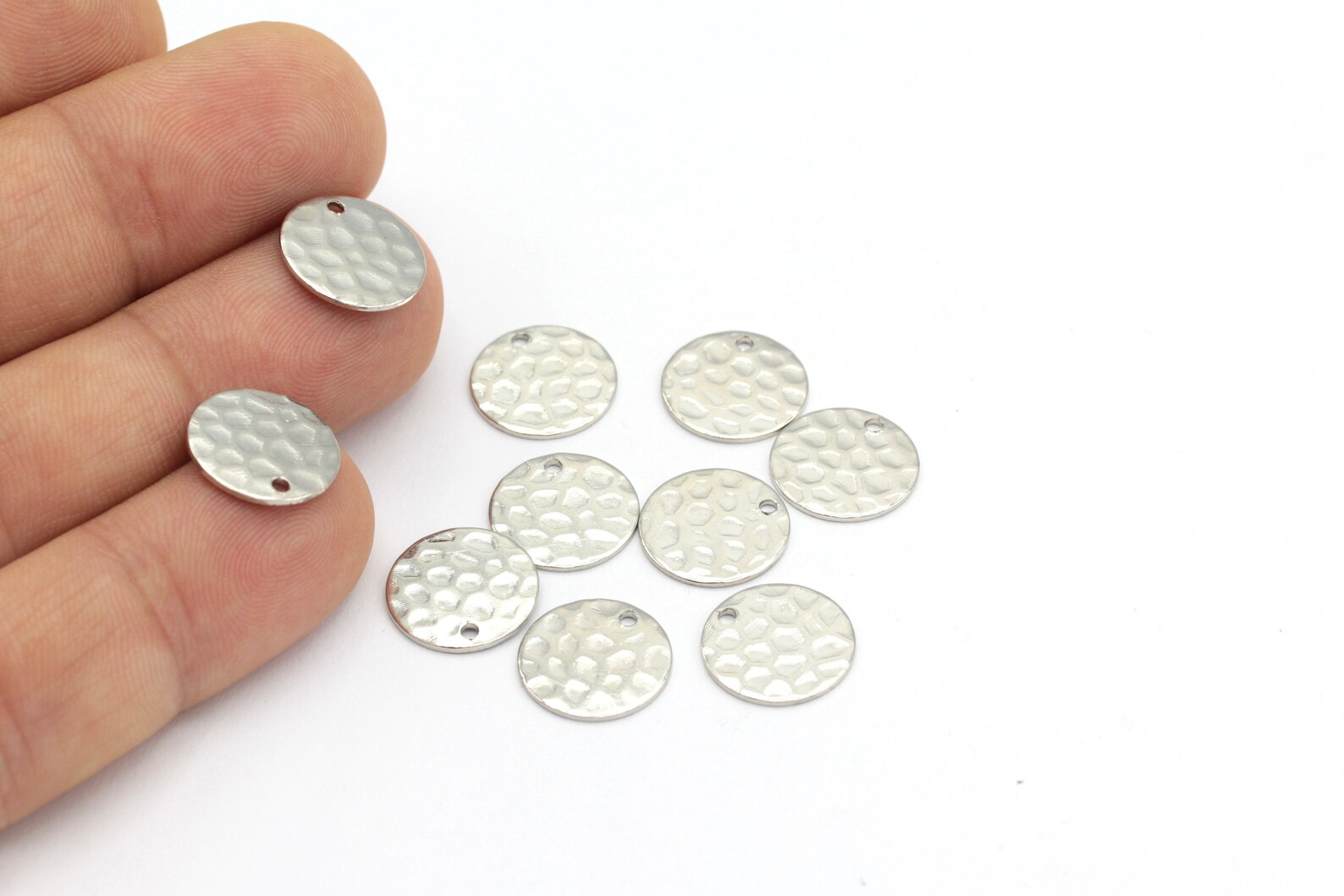 Silver Plated Brass Hammered Disc Circle Disk Hammered Etsy