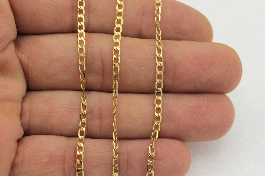 3.3 Feet(2.6x4.5mm) 24 K Shiny Gold Plated Curb Chains , Soldered ...