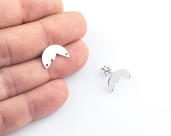 Pendiente de luna chapado en rodio, aretes de media luna, conector de pendiente geométrico, proveedor de joyas, joyería de bricolaje, 1 par, 10x16 mm, KP-440
