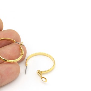 2pcs(27mm)24k Shiny Gold Earrings Hoop , Hoop Earrings, Brass Earrings, Dangle, Circle ,Lock Hoop Earrings KP-127