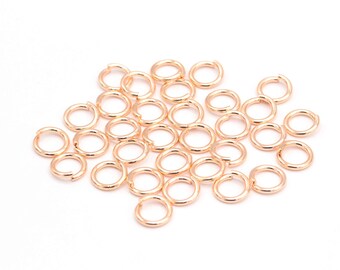 Anillos de salto chapados en oro rosa de 1,5x9 mm, anillos de salto abiertos, anillos de salto de latón, conector de anillos de salto, hallazgos chapados en oro rosa, 12 piezas, ROS-419