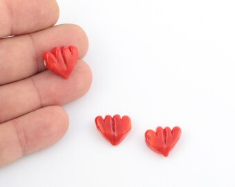 15x17mm Hand Made Murano Glass Heart Beads, Murano Heart Beads, Heart Murano Glass Charms, Murano Glass Findings, 1 Pcs, GEM-248