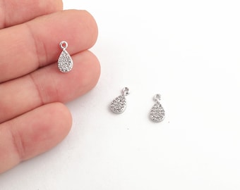 SV-176-GD / 2 Pcs - Mini CZ Drop Charms (ruby), Saw Tooth Bezel