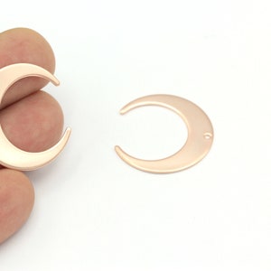 Rose Gold Plated Moon Charms , Crescent Moon Charms With1 Hole,Pendants, Earrings,Findings,Brass Crescent Moon Charms 2 pcs,(28x30mm)ROS-351