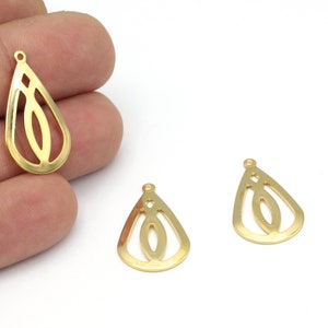 24k Gold Plated Drop Pendant, Tear Drop Charms, Tear Drop Jewelry, Drop Medallion, Gold Plated Drop Earrings, 1Pcs, 16x28mm, ALT-1236